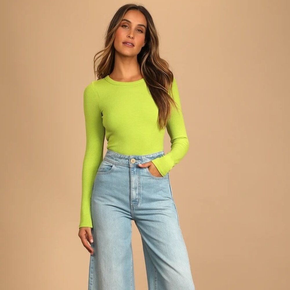 Lulu's Lime Green Going Out Top with Back Cutout- Size XS, Like NEW